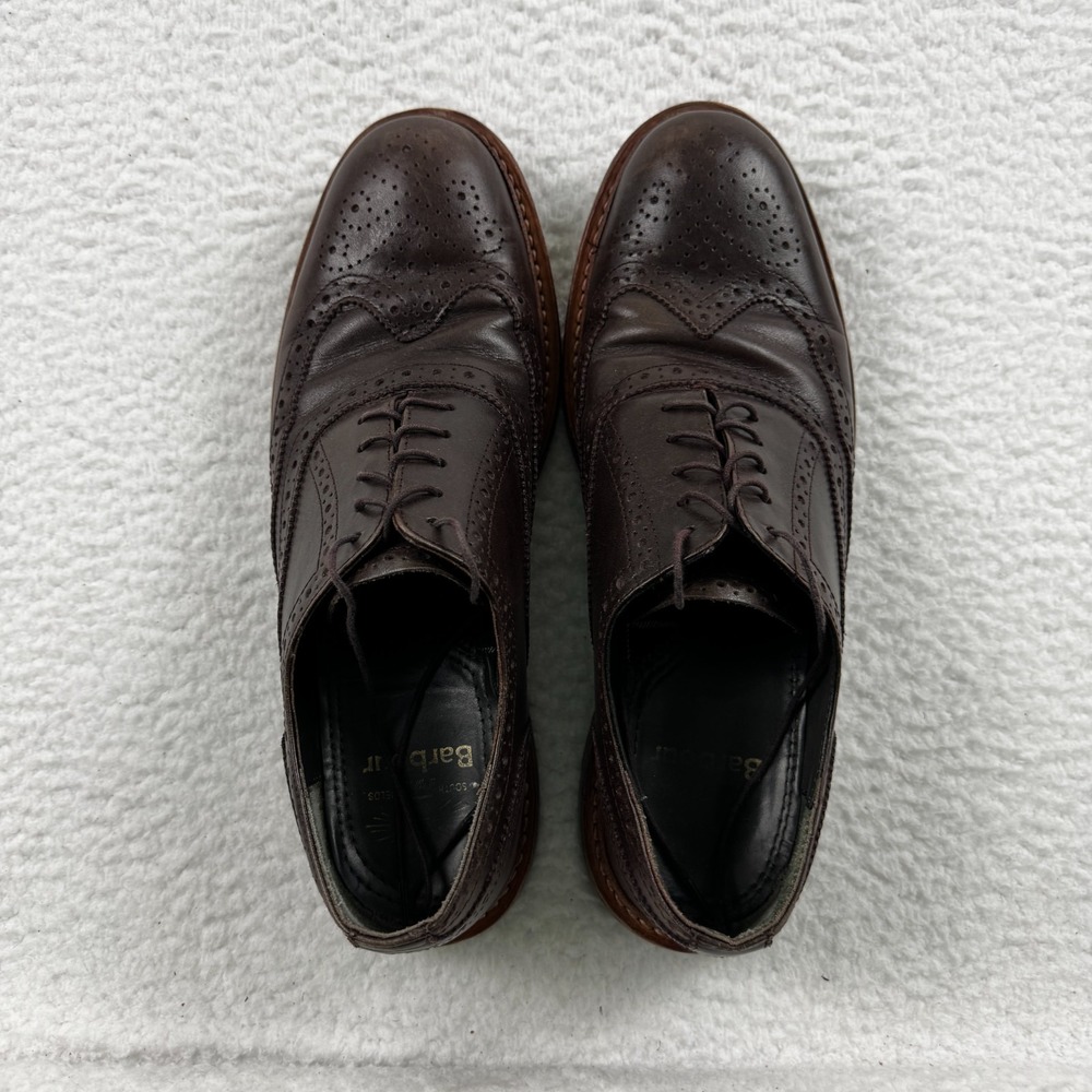 Barbour Shoes Mens 11 Brown Isham Oxfords Rich Leather Wingtip Lace Up